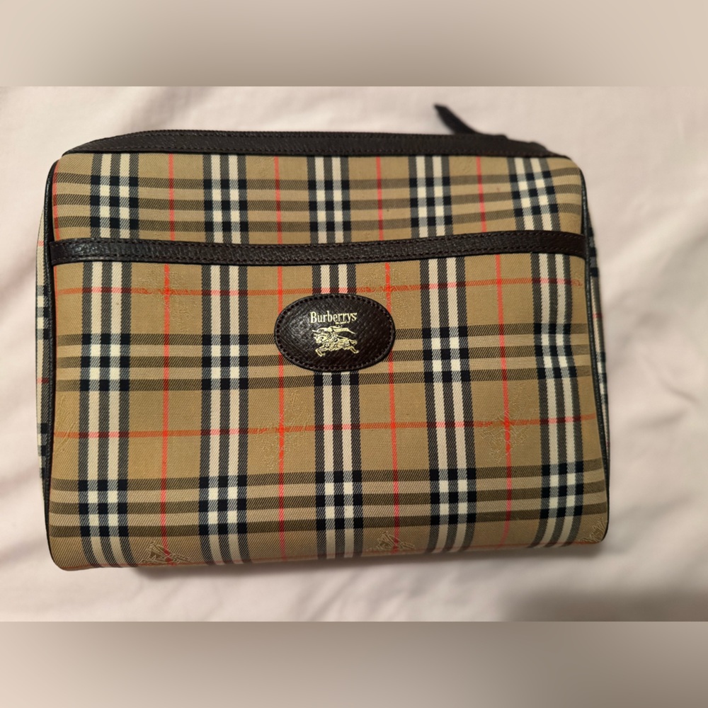 Burberry Plaid Toiletry Bag - Beige and Black